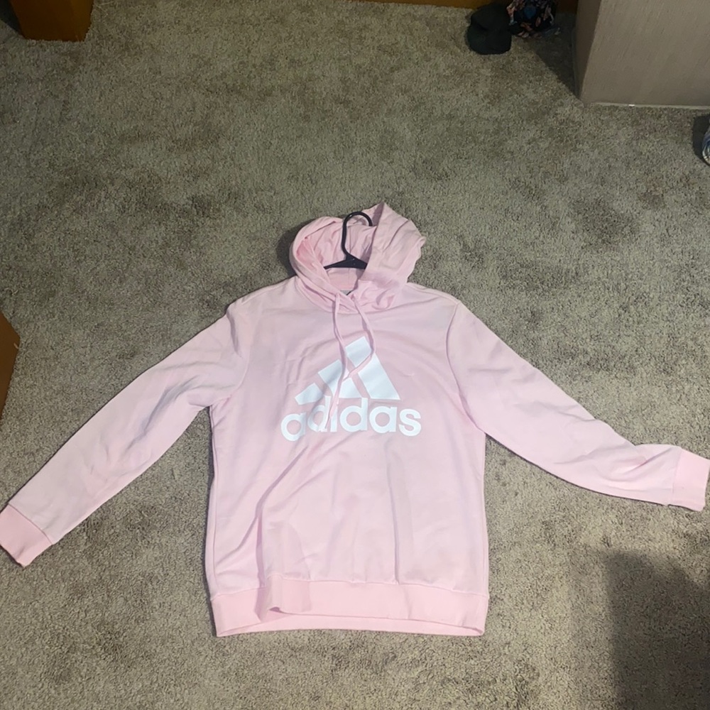 light pink adidas hoodie. size women’s large.